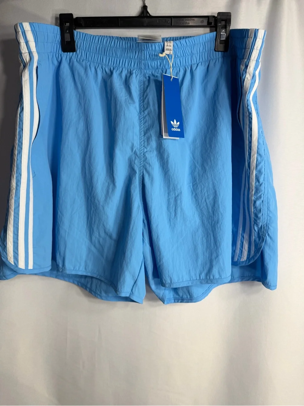 adidas Men’s Sky Blue 3-Stripes Athletic Shorts size 2XL